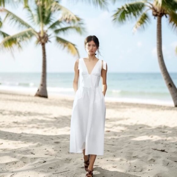 Zara Dresses & Skirts - Zara Poplin Midi Dress With Ties Women's Size XS - NWTs Coquette